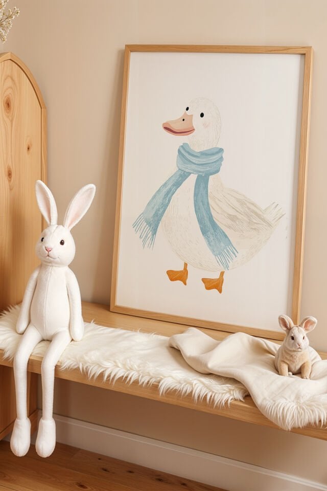 DOĞAL AHŞAP - Sevimli Ördek Çocuk Odası Ve Bebek Odası Ahşap Çerçeveli Duvar Tablosu