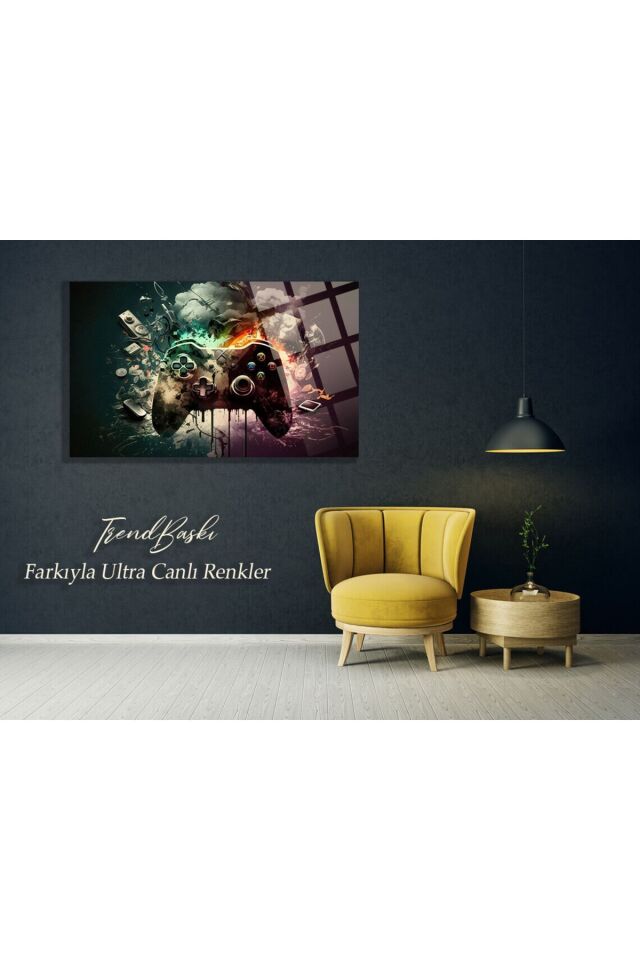 Gamer Odası  İçin 4mm Kırılmaz Temperli Yüksek Çözünürlüklü Cam Tablo yaşil