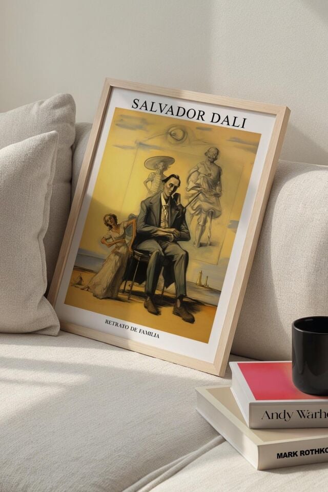 DOĞAL AHŞAP - Salvador Dali Aile ve Zaman Portresi Ahşap Çerçeveli Duvar Tablosu
