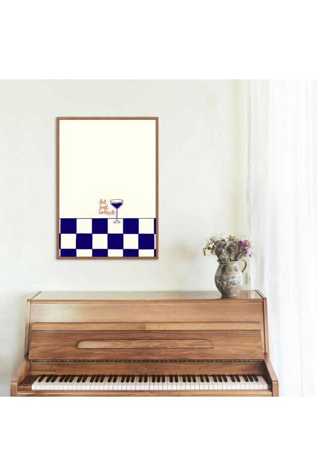 Çok Renkli - But First Cocktails Gin Çerçevesiz Dekorasyon Yüksek Kaliteli Duvar Tablosu Poster