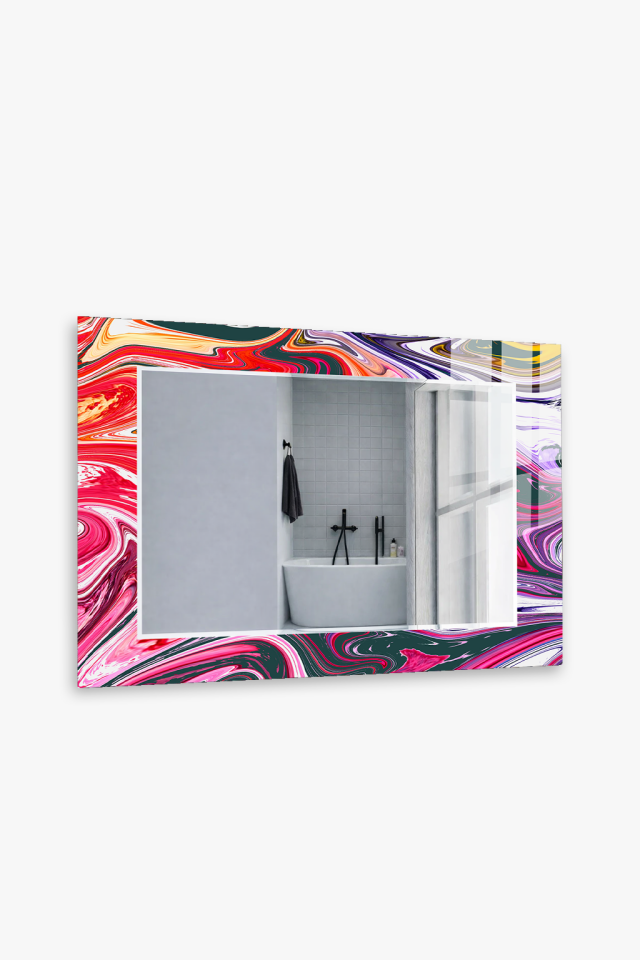 HEM TABLO HEM AYNA MERMER EBRU SANAT SOYUT CAM DUVAR AYNASI EV DEKORU