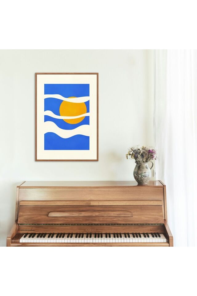 Çok Renkli - Bulutların Arkasında Güneş Sun And Clouds Çerçevesiz Yüksek Kaliteli Duvar Tablosu Poster