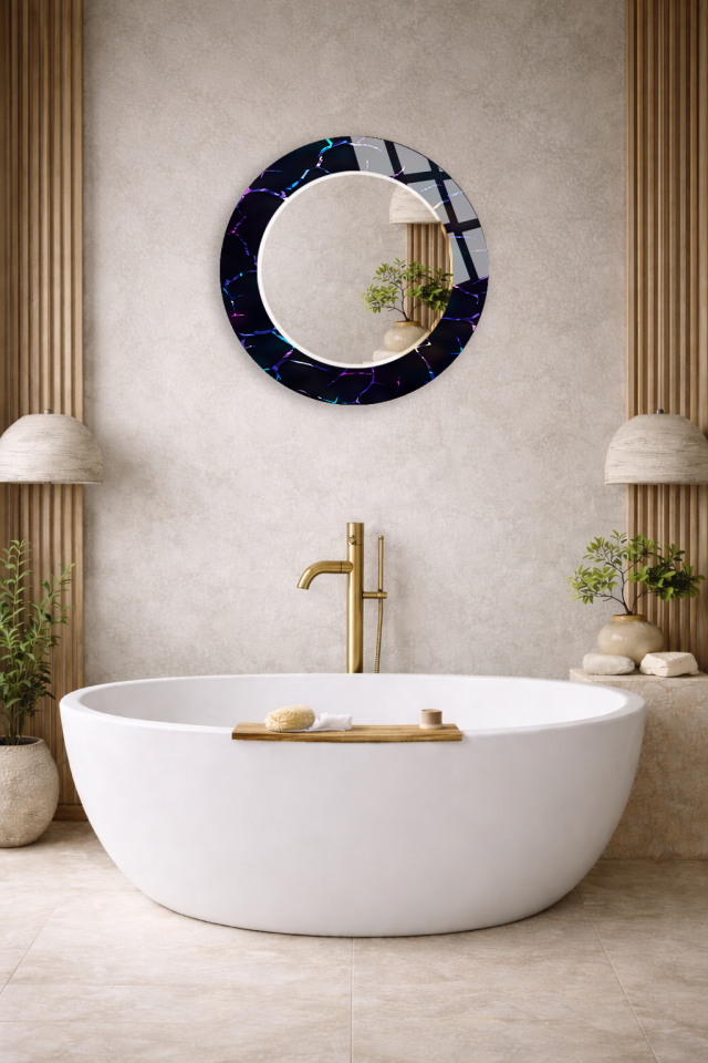 HEM TABLO HEM AYNA CAM EFEKTİ RENKLİ HÜCRE DESENLİ CAM DUVAR AYNASI EV DEKORU