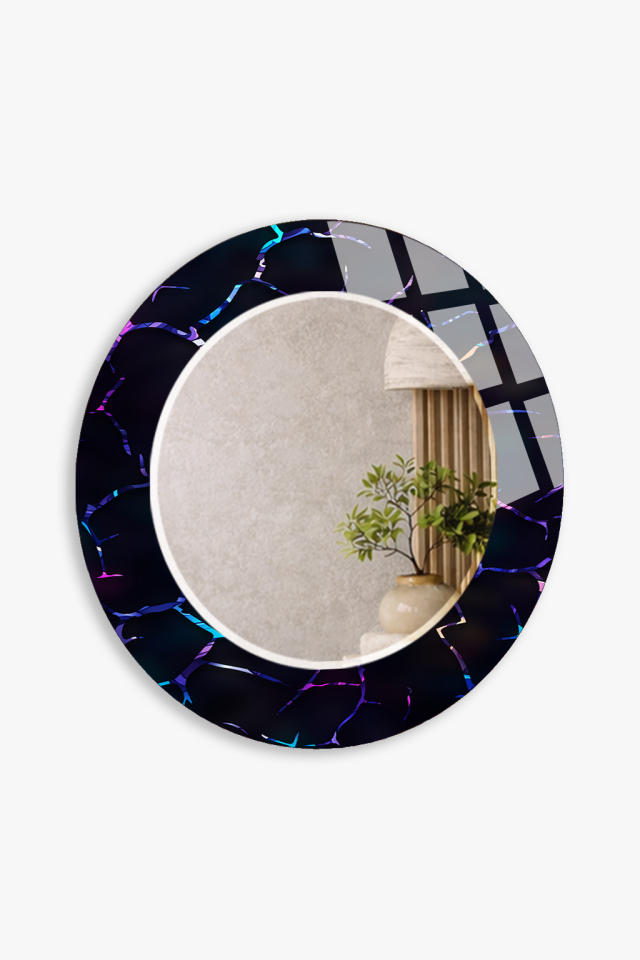 HEM TABLO HEM AYNA CAM EFEKTİ RENKLİ HÜCRE DESENLİ CAM DUVAR AYNASI EV DEKORU