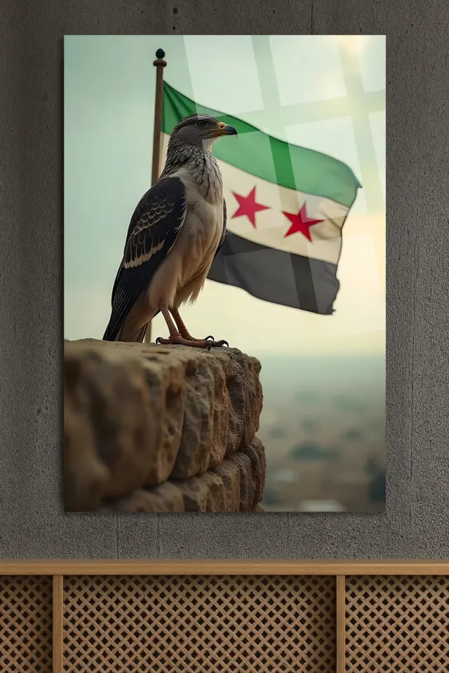SURİYE BAYRAĞI CAM TABLO KIRILMAZ LÜKS CAM TABLO SURİYE TABLOSU SURİYE VE KARTAL Yeşil
