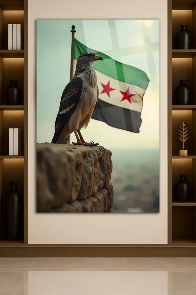 SURİYE BAYRAĞI CAM TABLO KIRILMAZ LÜKS CAM TABLO SURİYE TABLOSU SURİYE VE KARTAL Yeşil