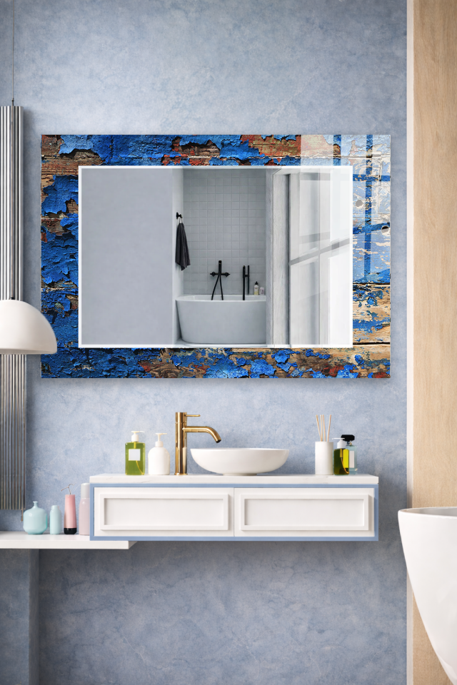 HEM TABLO HEM AYNA ESKİ AHŞAP DOKU VİNTAGE CAM DUVAR AYNASI EV DEKORU