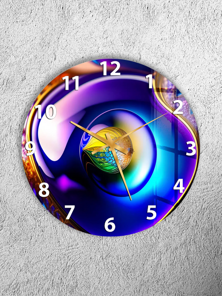 KIRILMAZ CAM DUVAR SAATİ, HEM TABLO HEM SAAT SOYUT RENKLİ MODERN SANAT TASARIMI EV OFİS HEDİYESİ
