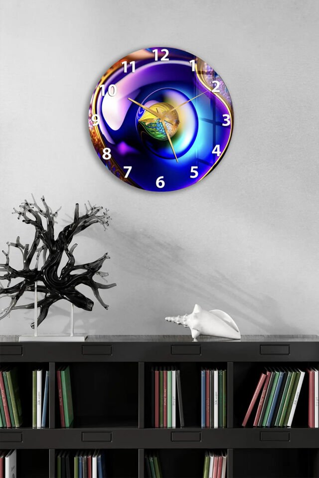 KIRILMAZ CAM DUVAR SAATİ, HEM TABLO HEM SAAT SOYUT RENKLİ MODERN SANAT TASARIMI EV OFİS HEDİYESİ